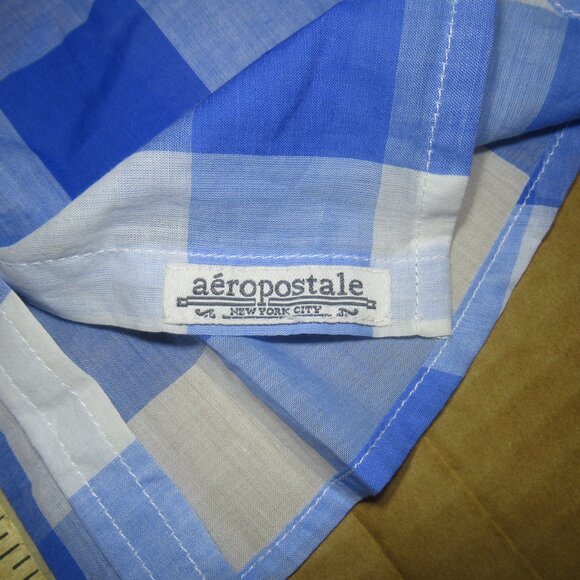 🌟 Aéropostale Blue & White Gingham Button-Up Shirt | Size Small | NWT - Picture 9 of 11